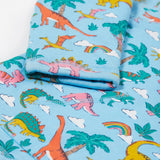 Frugi blue snuggle fleece dinoland cuff detail