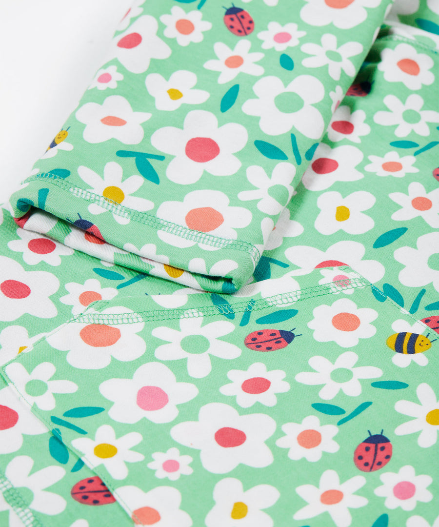 Frugi green snuggle fleece busy bugs cuff detail