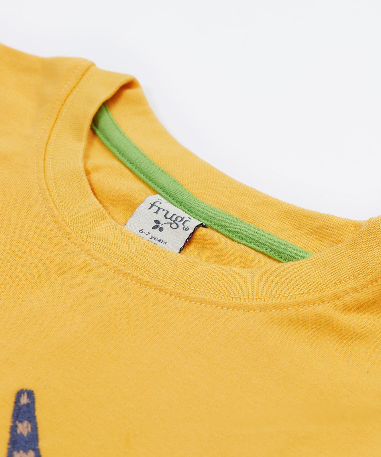 Frugi yellow short sleeve tshirt spider collar detail