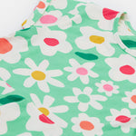 Frugi green spring skater dress daisy field neck detail