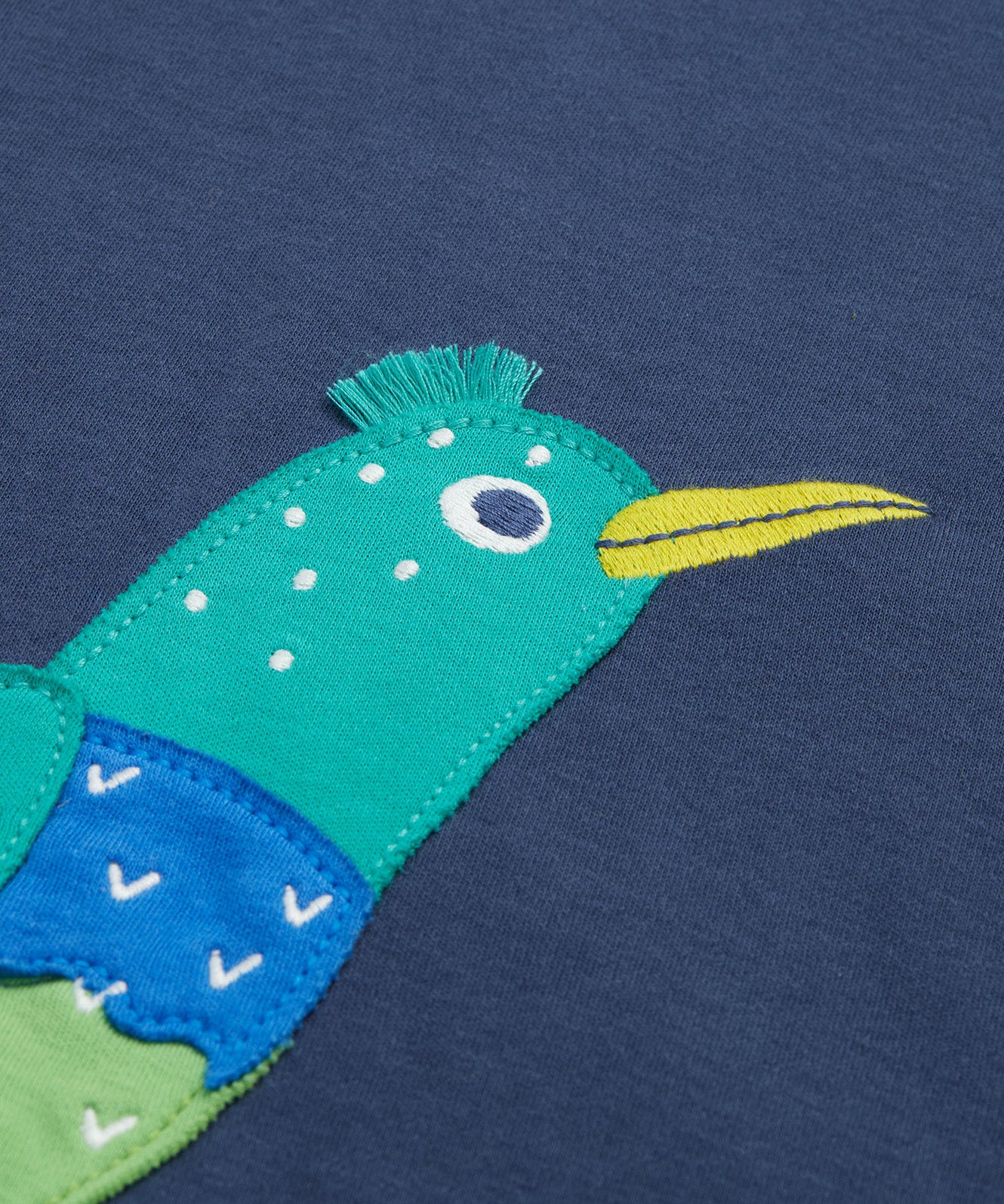 Frugi kids navy hooded top starling design  starling detail