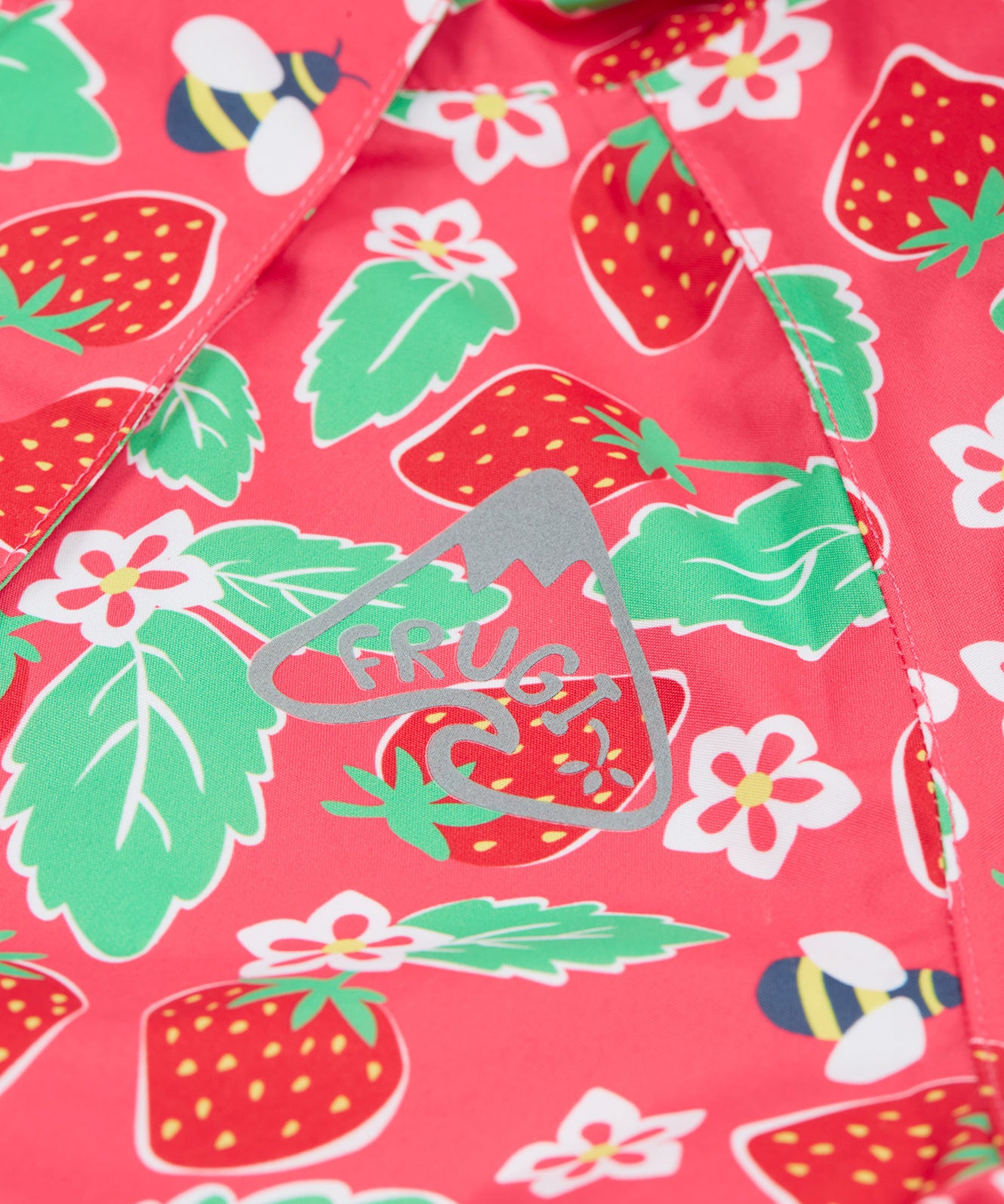 Frugi pink all in one suit strawberry print detail