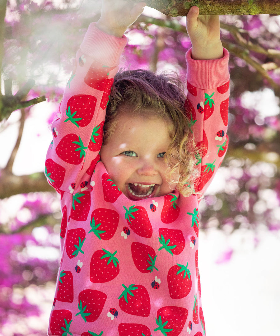 Frugi strawberry pals pink sweater