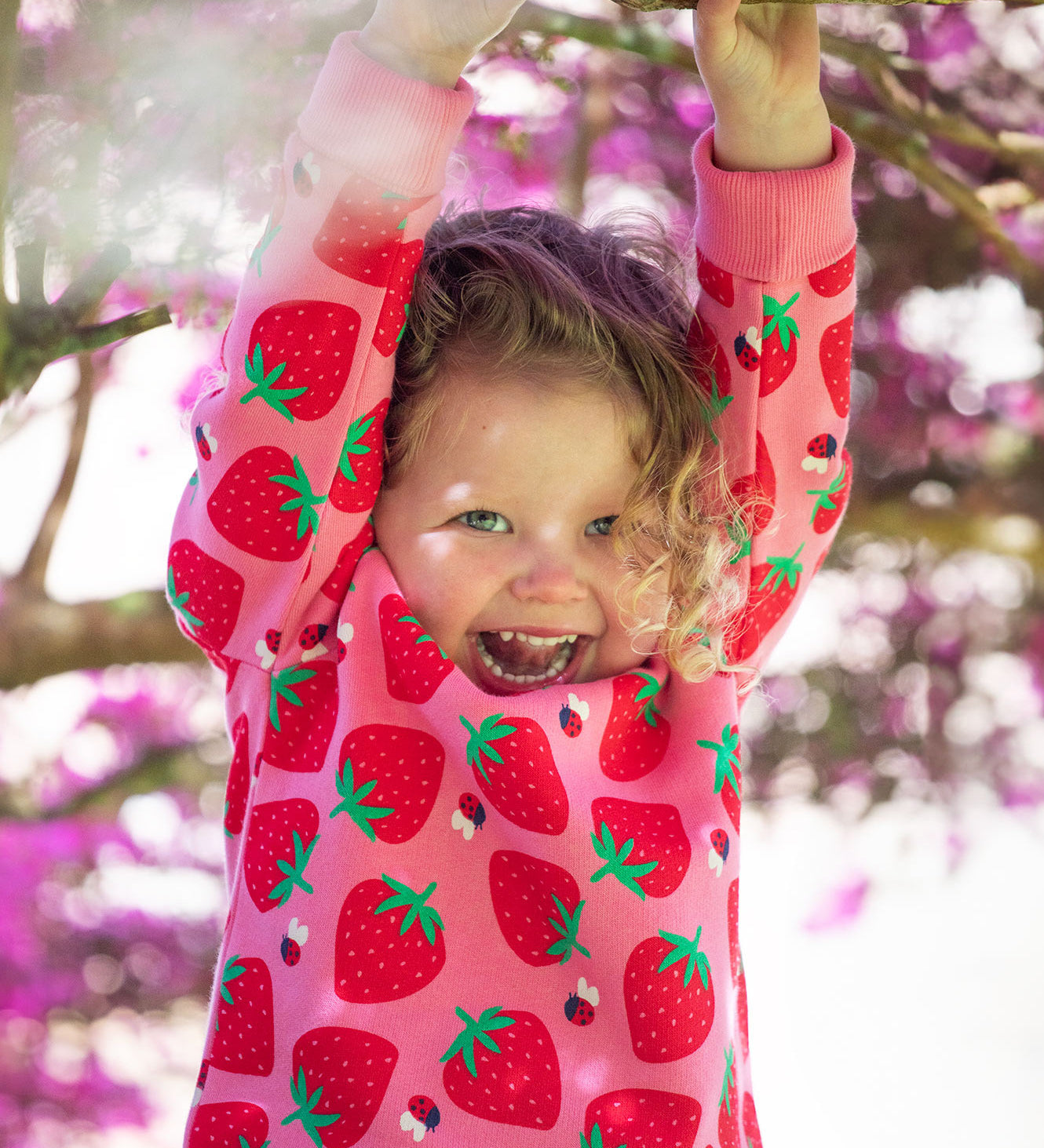 Frugi strawberry pals pink sweater