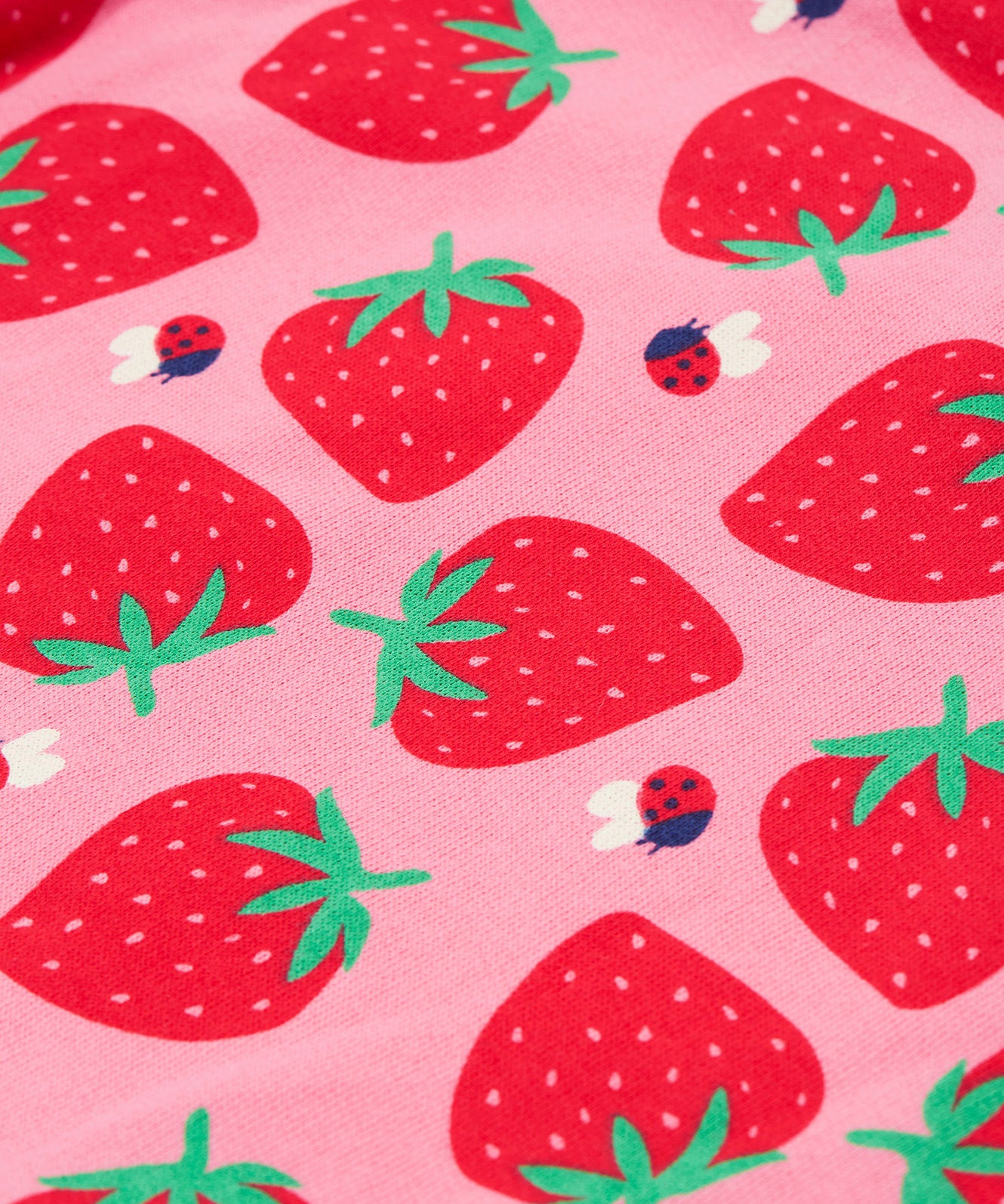 Frugi pink sweater strawberry pals print detail