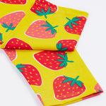 Frugi yellow leggings strawberry patch cuff detail