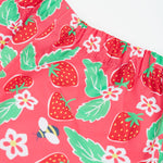 Frugi pink rain shine trousers strawberries design waist detail