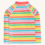 Frugi green stripe rash vest daisy back detail