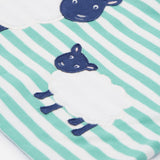 Frugi green stripe summer outfit farm life sheep print detail