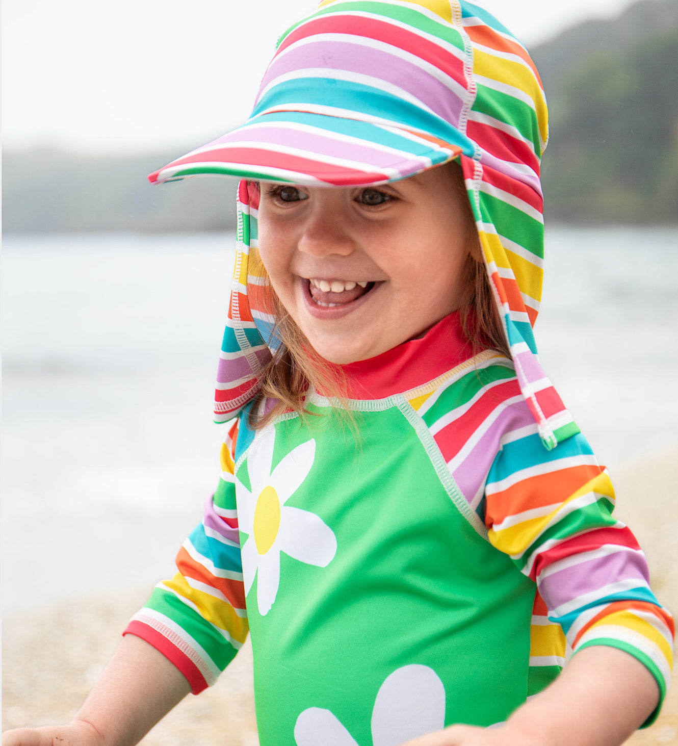 Frugi little swim hat stripes design 