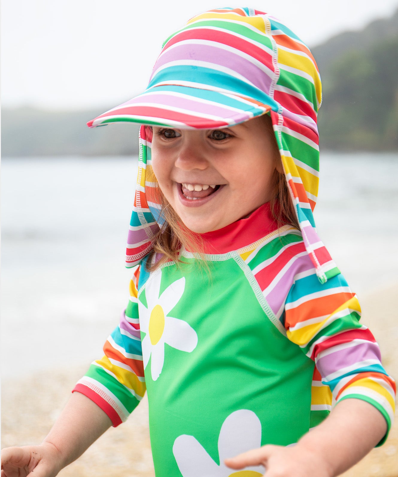 Frugi little swim hat stripes design 