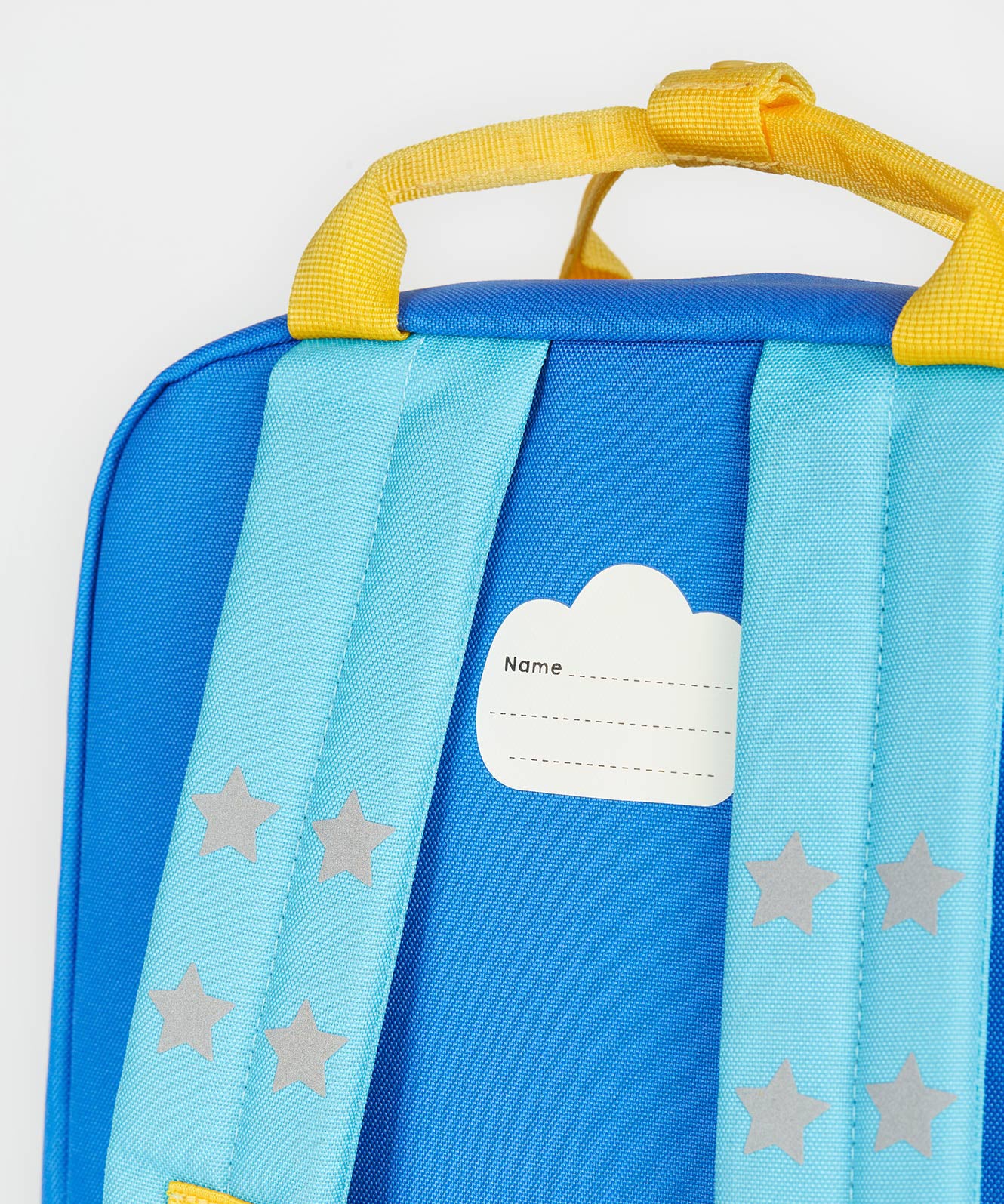 Frugi backpack rainbow sun back handle detail