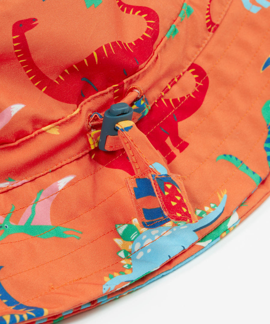 Frugi orange swim hat dino roar design toggle detail