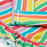 Frugi swim set in a pastel multicoloured stripe design arm cuff detail