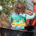 Frugi multicoloured stripe knitted tank top farm life design back detail