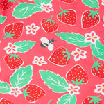 Frugi pink rain shine trousers strawberries design print detail