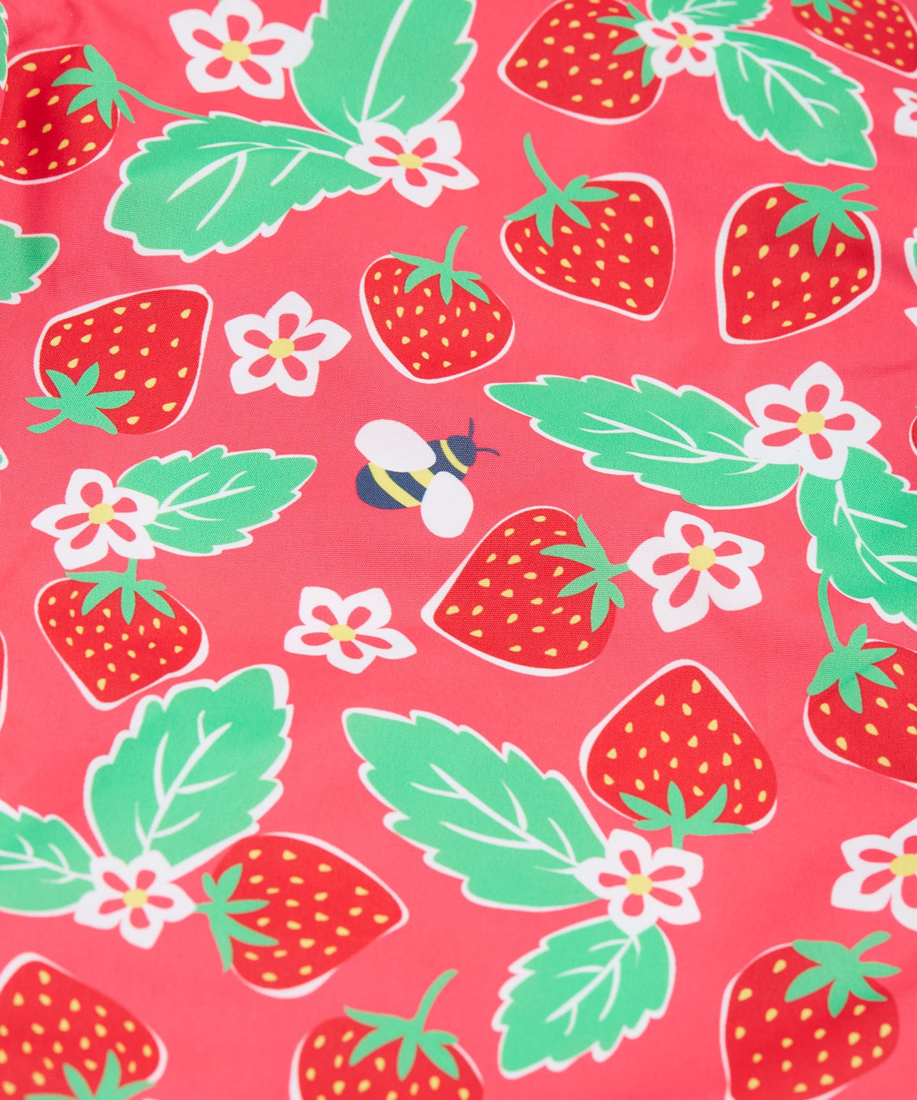 Frugi pink rain shine trousers strawberries design print detail