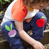 Frugi navy crawler joggers veg design 