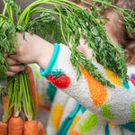 Frugi white fleece veg patch design 