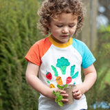 Frugi Rafe Raglan T-Shirt - Vegetable Pals