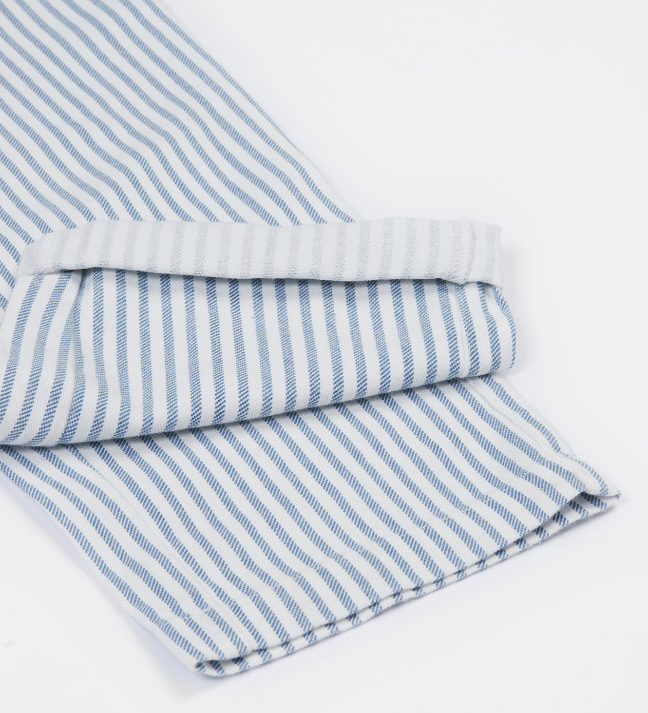 Frugi blue and white striped trousersleg cuff detail