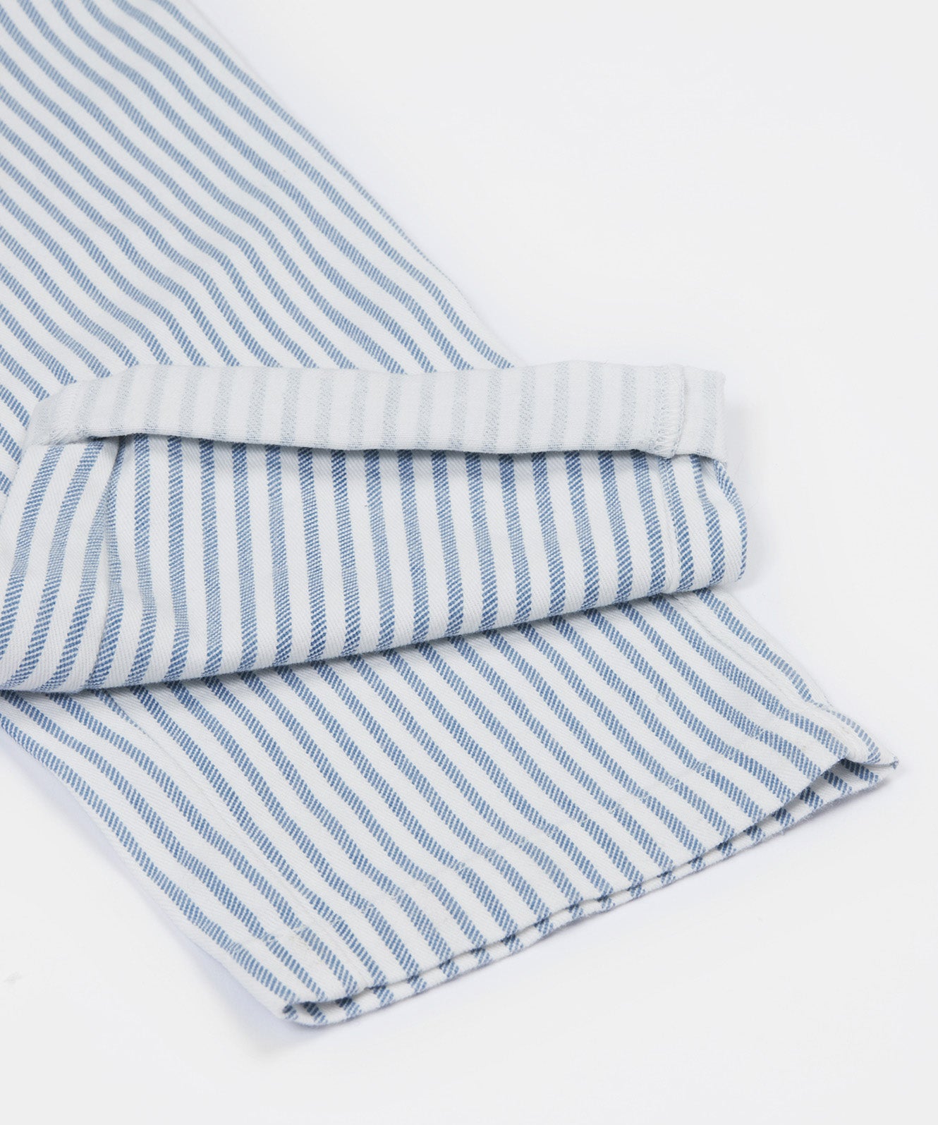 Frugi blue and white striped trousersleg cuff detail