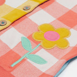 Frugi multicoloured check cardigan daisy design flower detail