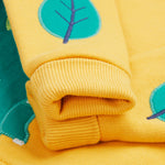 Frugi yellow easy on jumper dino cuff detail