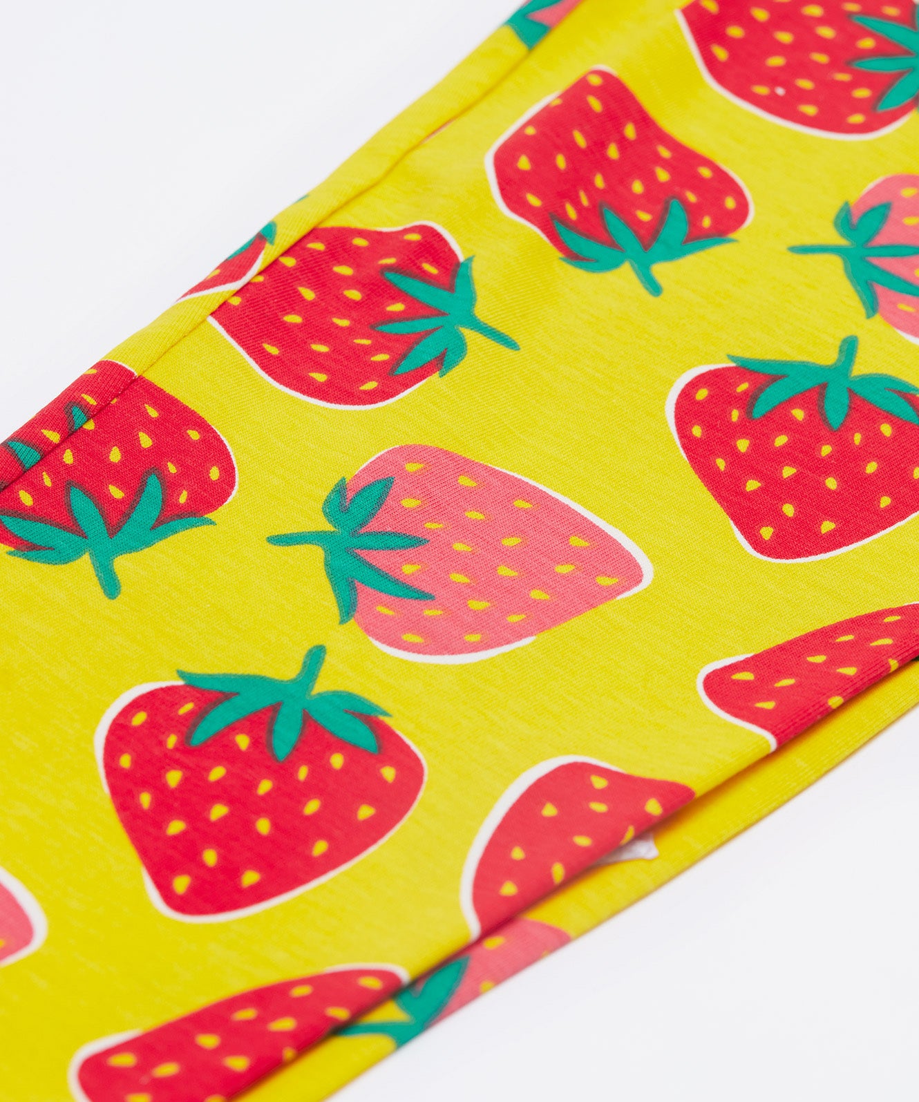 Frugi yellow leggings strawberry patch print detail