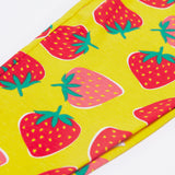 Frugi yellow leggings strawberry patch print detail