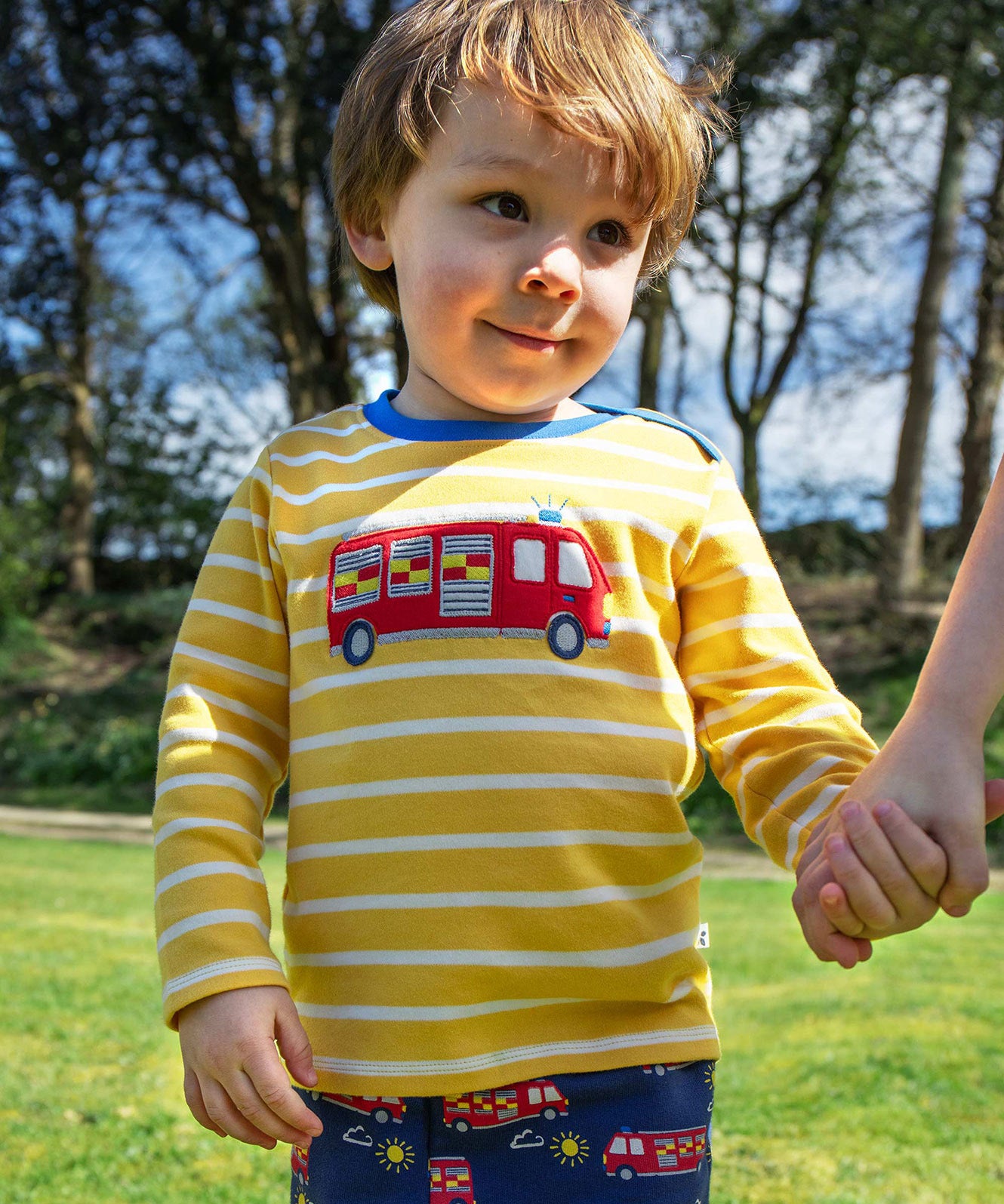 Frugi yellow stripe fire engine long sleeve top