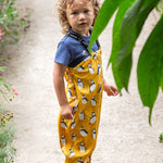 Frugi yellow puddle buster trousers puffin design