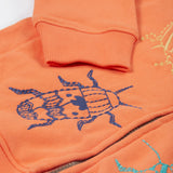 Frugi orange zip hoodie beetles design cuff detail