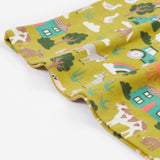 Frugi green dress farm life frill detail