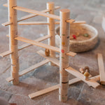 Grapat wooden woodland set setup on the floor showing stacking blocks detail 