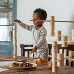 Grapat wooden woodland set tower balancing stack setup on a table