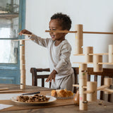 Grapat wooden woodland set tower balancing stack setup on a table