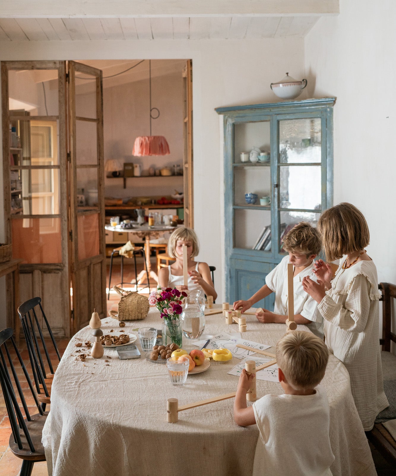 Grapat wooden woodland set setup played with by children on a table