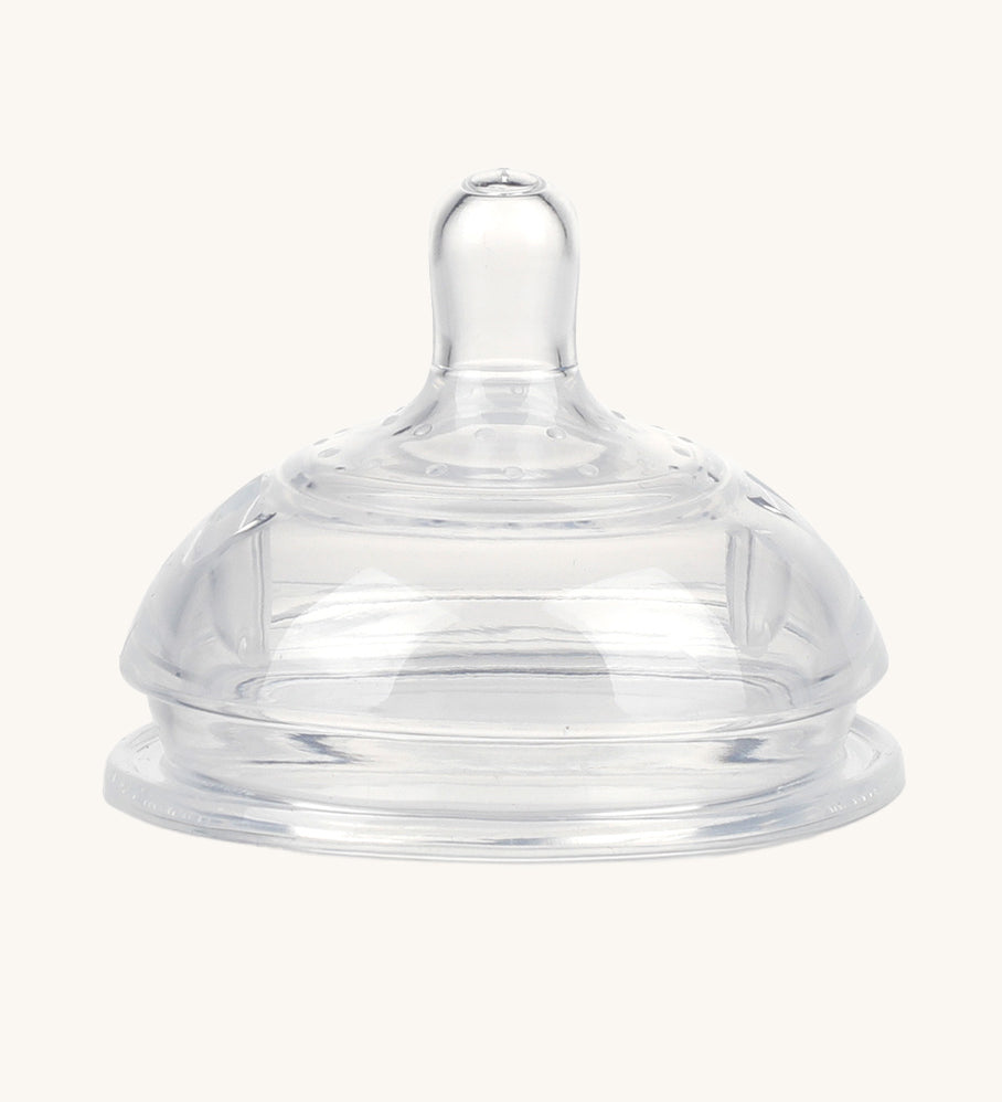 Generation 3 Silicone Bottle Anti-Colic Nipple. The Anti-Colic Bottle Nipple is compatible with all Gen. 3 Bottles. On a cream background