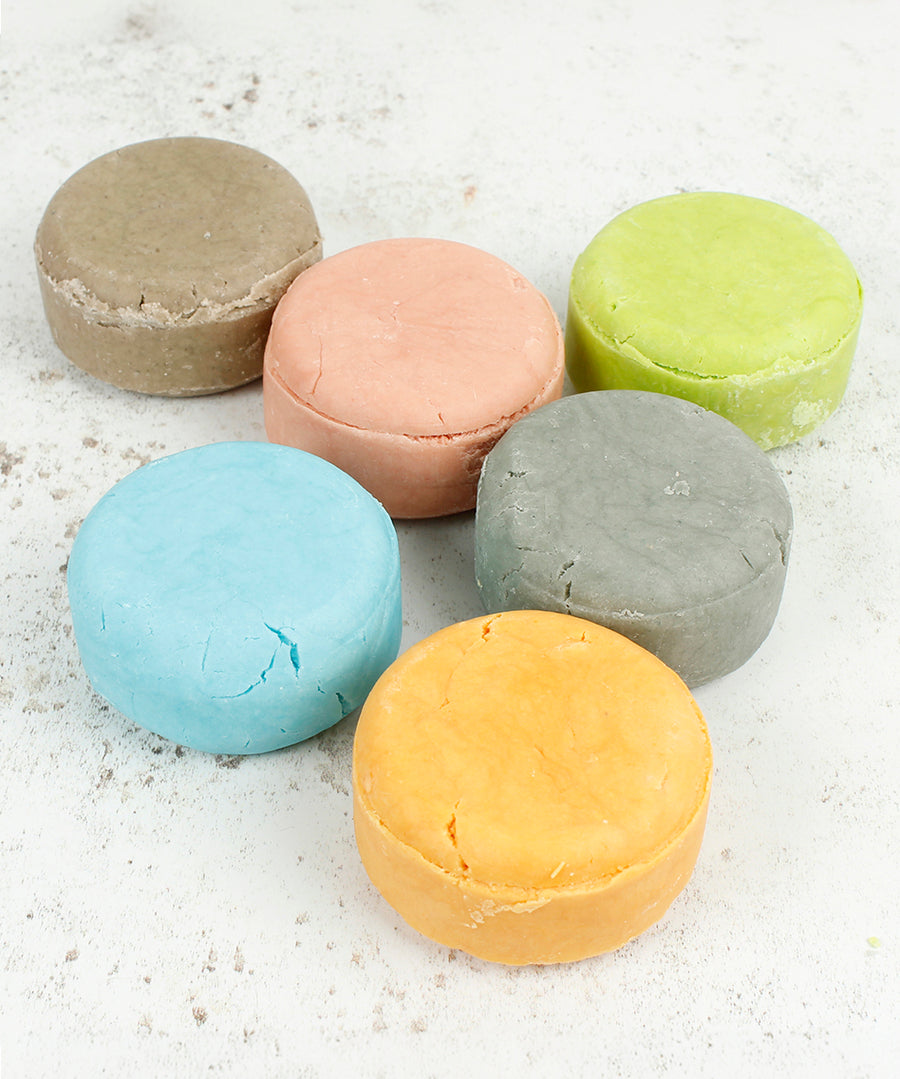 Hair Blocks Solid Shampoo Bar without packaging, laid next to each other