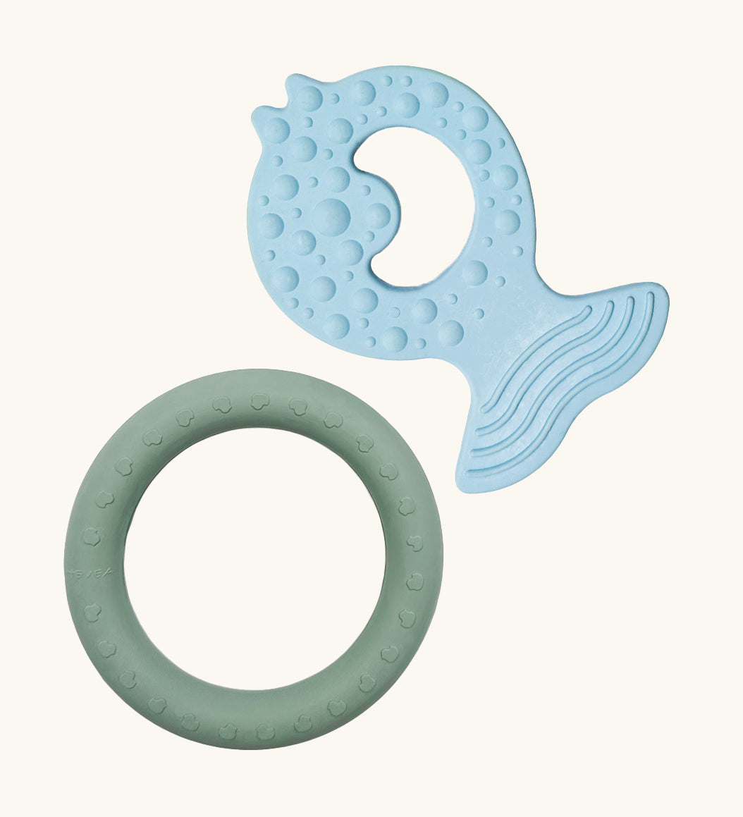 Hevea Natural Rubber Fish & Ring Teether Set