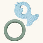 Hevea Natural Rubber Fish & Ring Teether Set