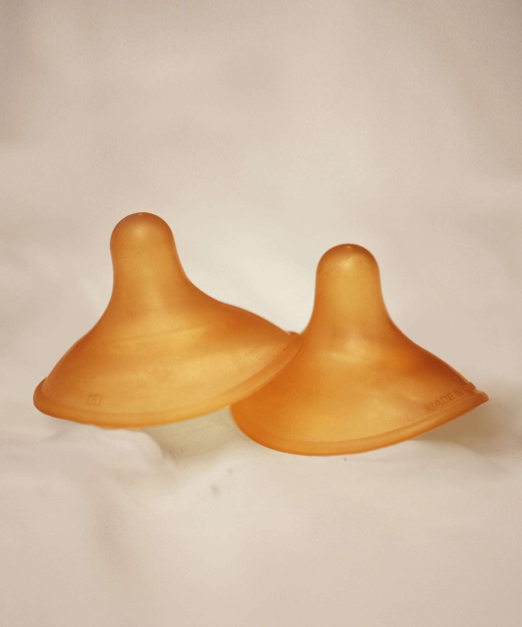 Hevea Natural Rubber Nipple Shields - 2 Pack side view. 