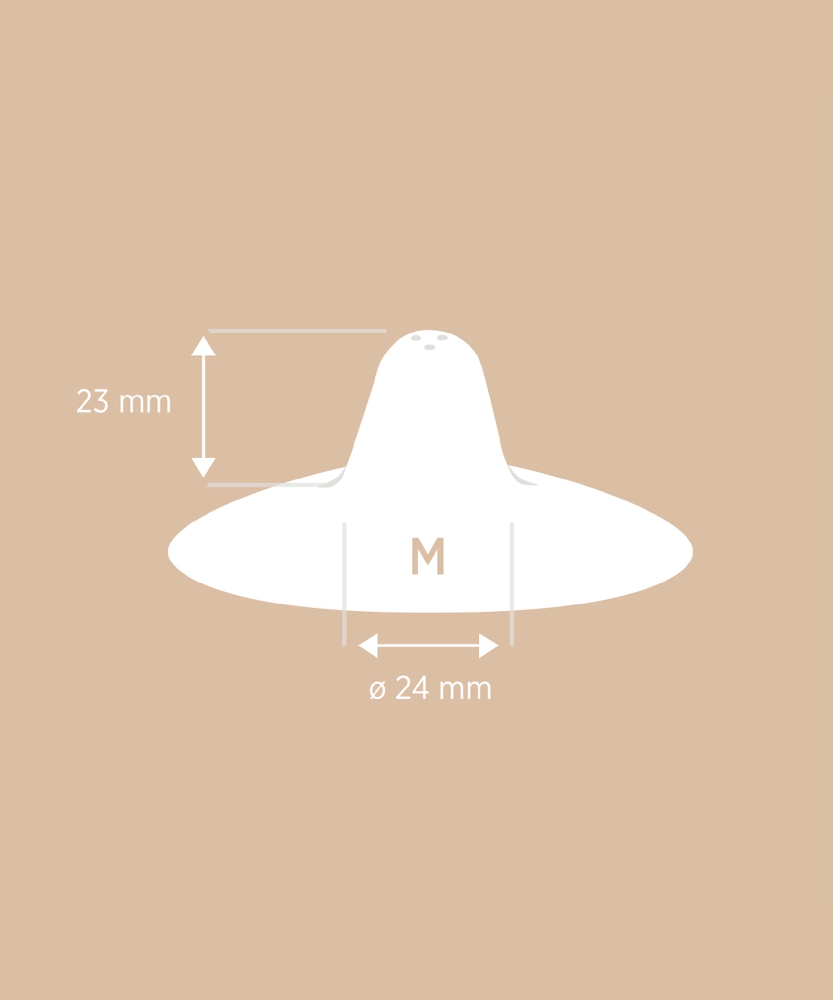 Hevea Natural Rubber Nipple Shields - diagram showing nipple measurements. 