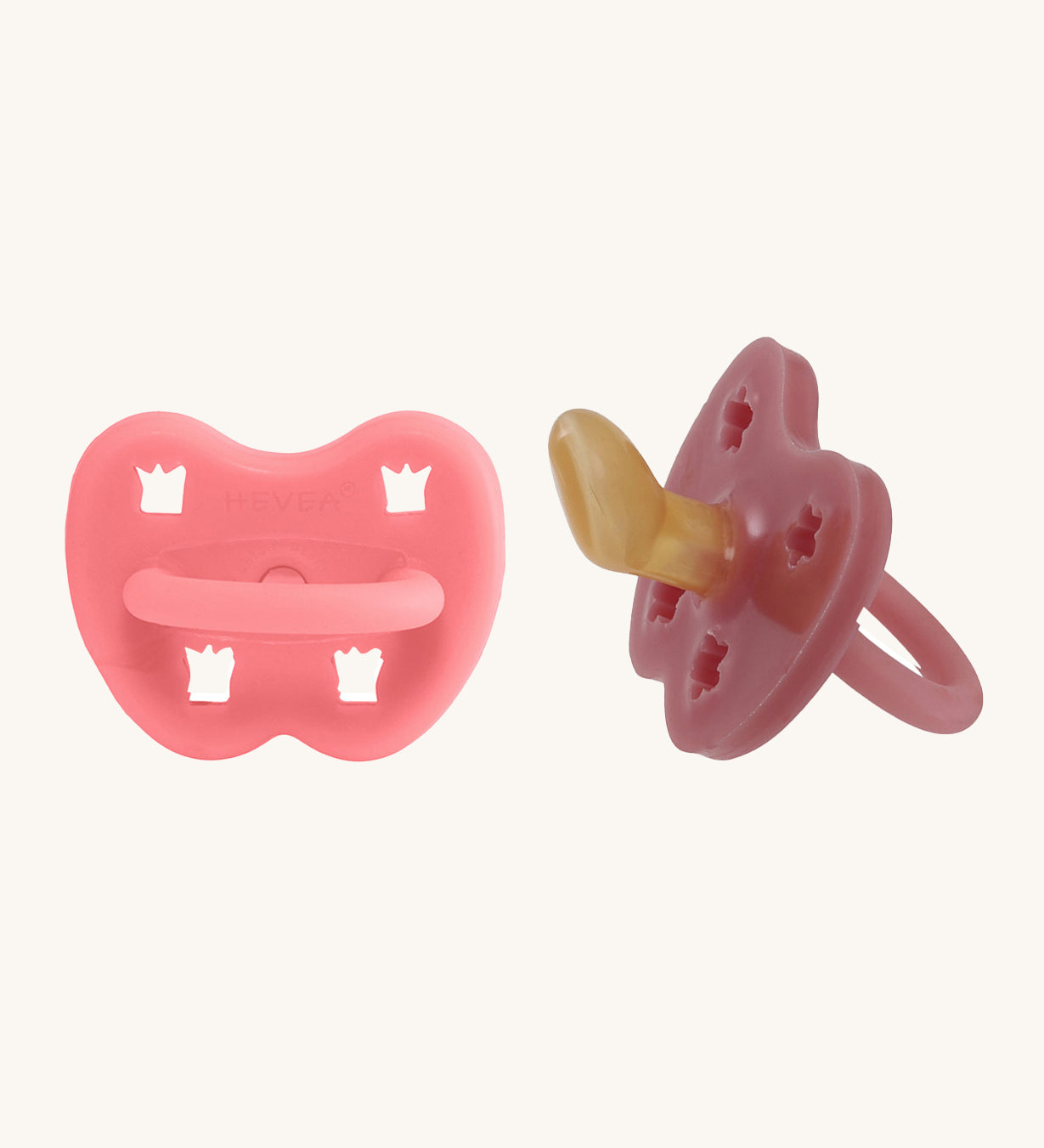 Hevea Orthodontic Baby Pacifier 2 Pack - 3-36 Months in Lychee and Guava Colours