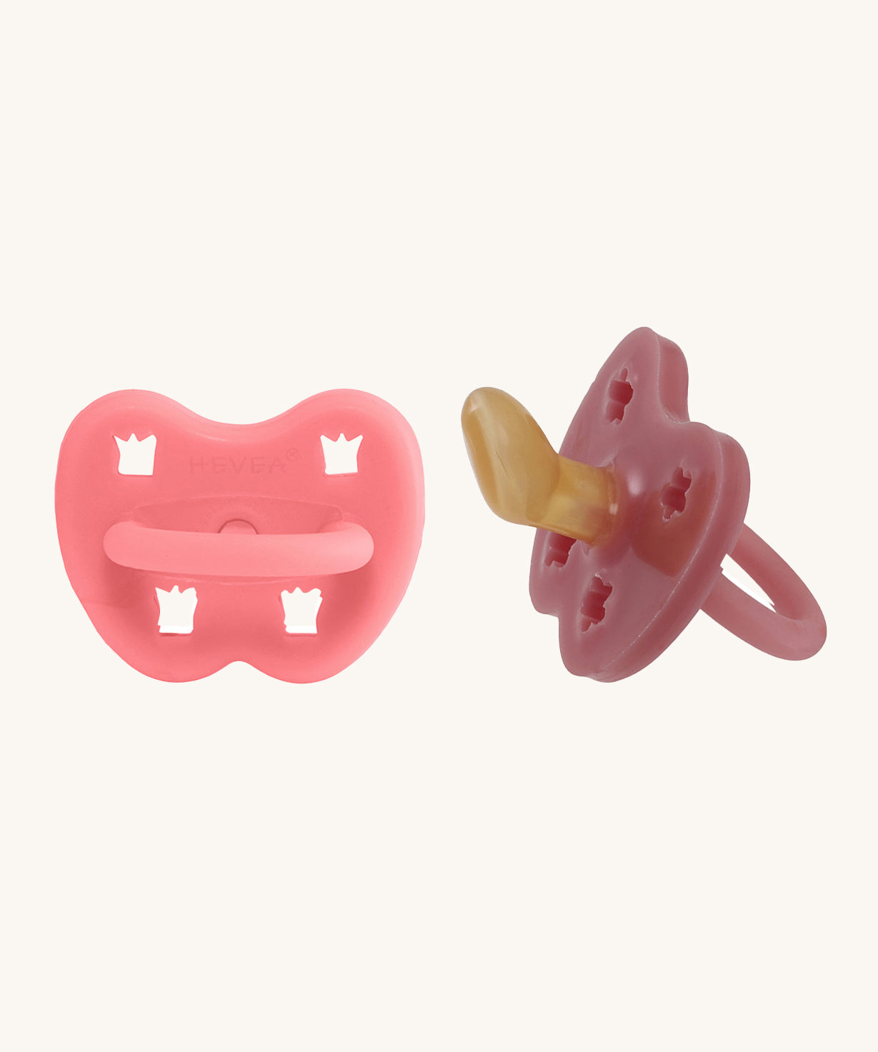 Hevea Orthodontic Baby Pacifier 2 Pack - 3-36 Months in Lychee and Guava Colours