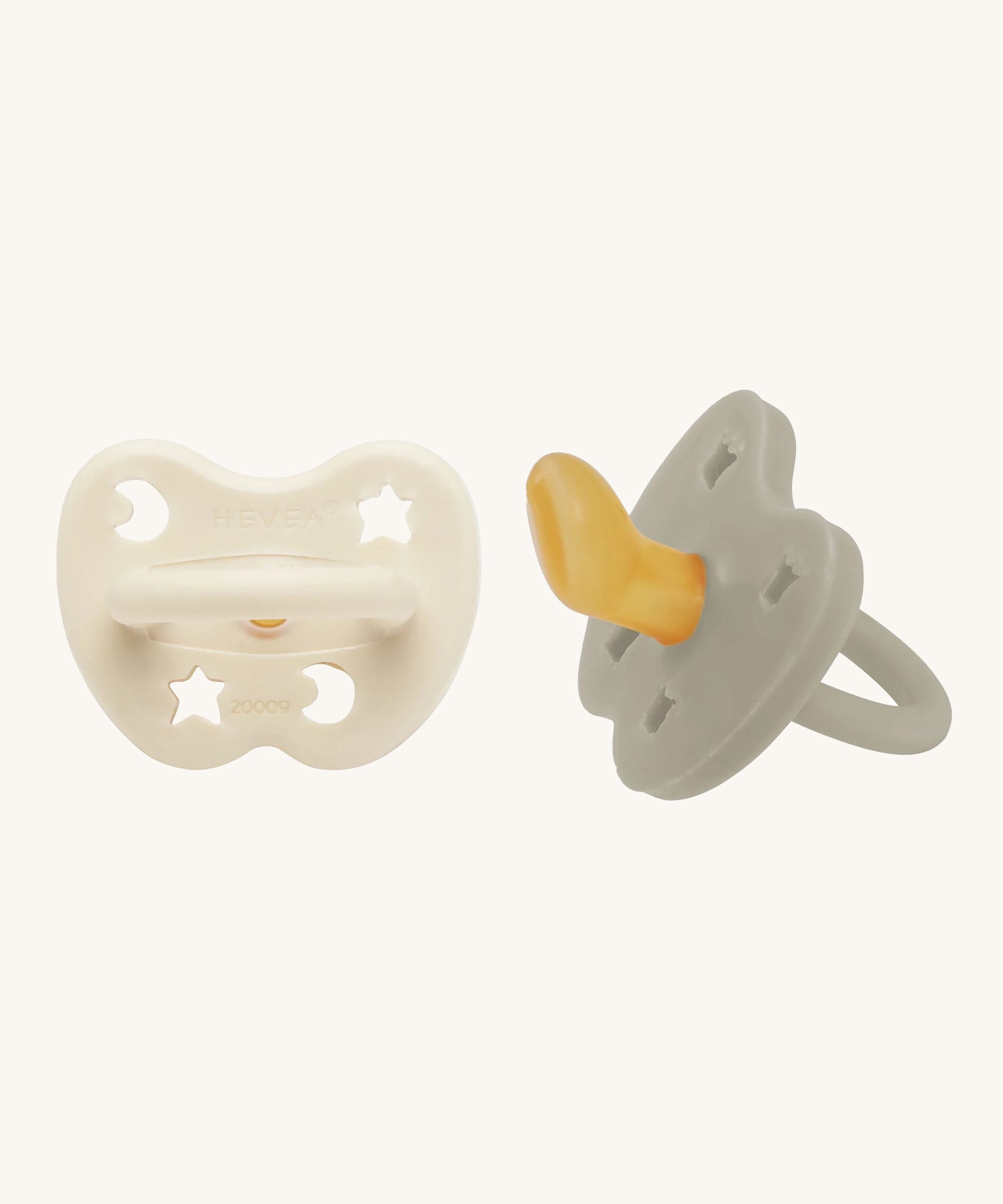 Hevea Orthodontic Baby Pacifier 2 Pack - 0-3 Months in Milky White and Oatmeal colour