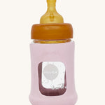 Hevea Wide Neck Glass Baby Bottle With Rubber Sleeve - 150ml