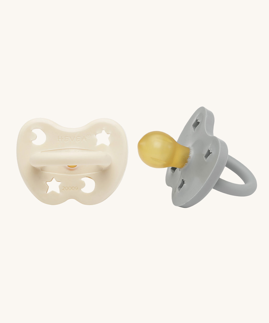 Hevea Round Baby Pacifier 2 Pack - 3-36 Months in Milky White and Gorgeous Grey