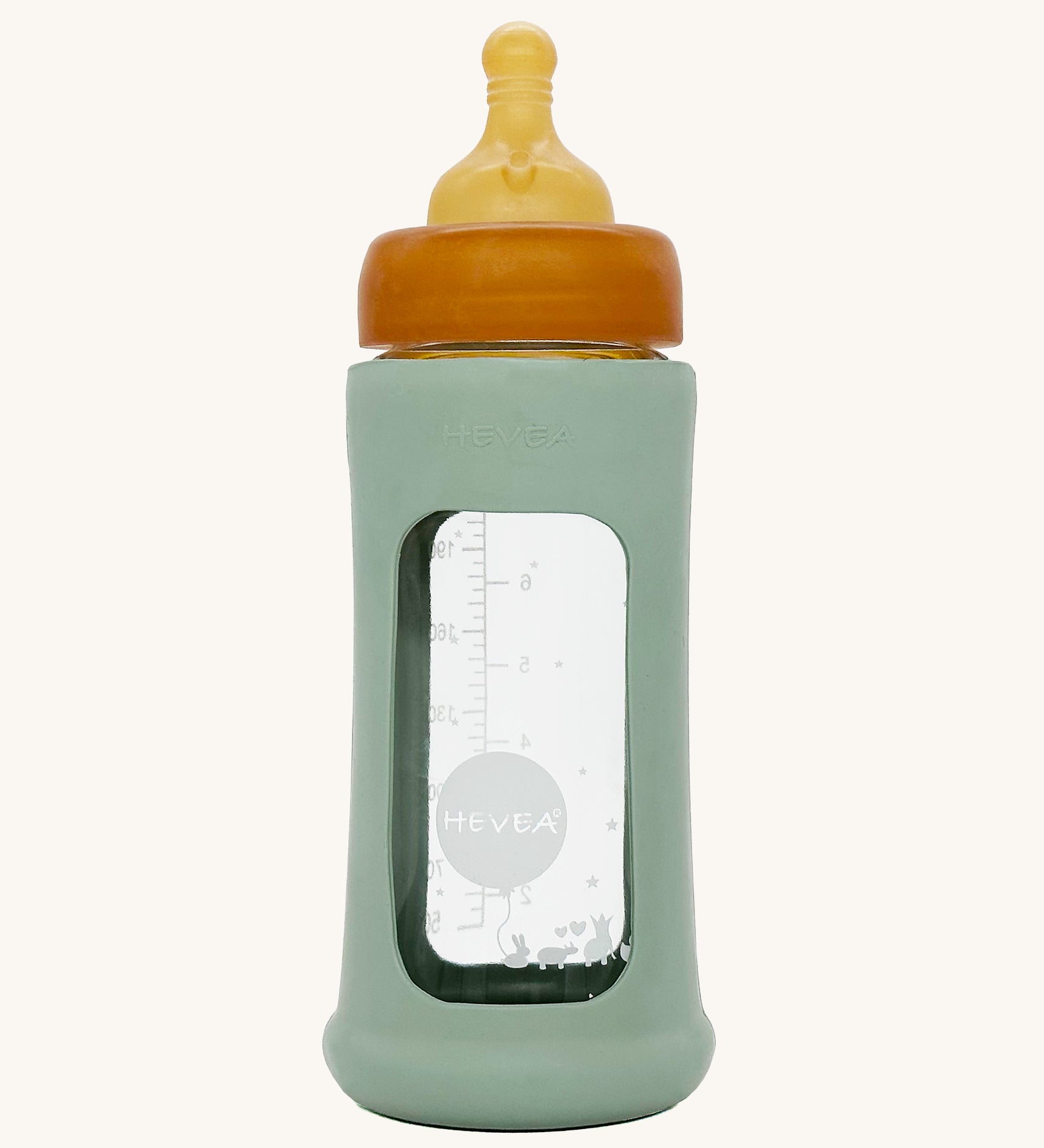 Hevea Glass Bottle Wide Neck With Rubber Sleeve - 250ml in Seafoam Blue. 